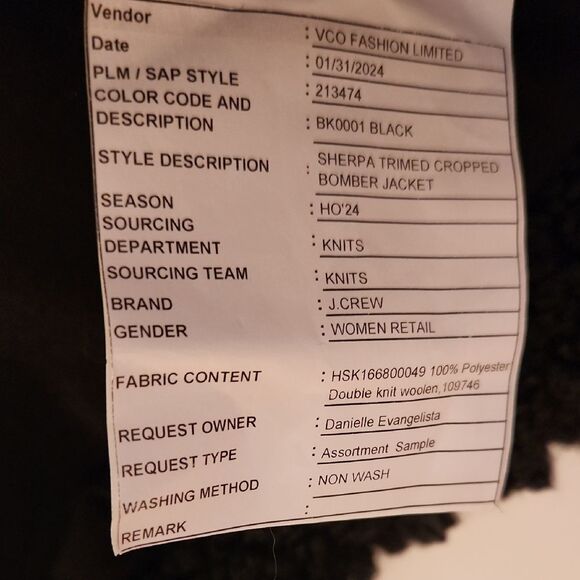 J.Crew Sherpa Trimmed Cropped Bomber Faux Shearling Jacket Black size S - Picture 6 of 13